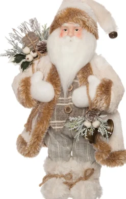 Intratuin Weihnachtsmann Figur braun / weiß 15,5 x 8,5 x 30,5 cm| Weihnachtsfiguren & -Objekte