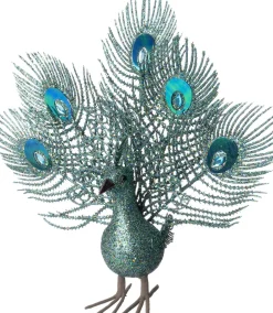 Intratuin Weihnachtsschmuck Paco Pfau mit Clip blau 38 x 30 x 9 cm| Weihnachtsfiguren & -Objekte