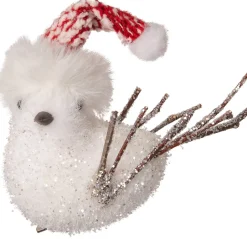 Intratuin Weihnachtsschmuck Vogel mit Clip weiß / rot 5 x 13 x 8 cm| Weihnachtskugeln & -Anhänger