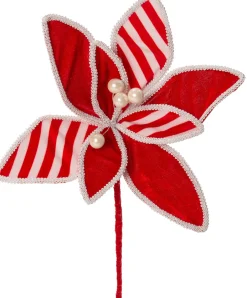 Intratuin Weihnachtsstecker Candyline Blume rot / weiß 25 x 25 x 35 cm| Weihnachtszweige & -Blumen