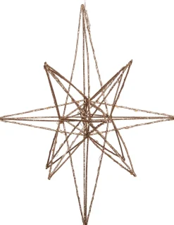 Intratuin Weihnachtsstern Yvan gold beleuchtet mit 25 LEDs warmweiß D 29 H 36 cm| Weihnachtsdeko Zum Aufhängen|Weihnachtssterne