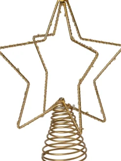 Intratuin Weihnachtsstern mit Fuß gold mit Beleuchtung D 19,5 H 23,5 cm| Weihnachtssterne