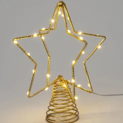 Intratuin Weihnachtsstern mit Fuß gold mit Beleuchtung D 19,5 H 23,5 cm| Weihnachtssterne