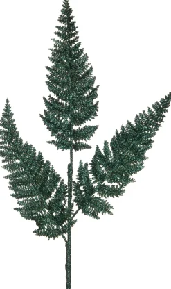 Intratuin Weihnachtszweig Farnblatt mit Glitzer dunkelgrün 63 cm| Weihnachtszweige & -Blumen
