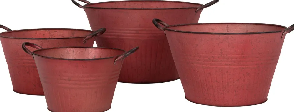 Intratuin Zinkeimer Joeri rot D 39 H 20 cm| Blumentöpfe & Pflanzgefäße