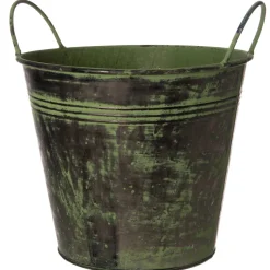 Intratuin Zinkeimer mit Griff grün D 25 H 21 cm| Zinkwannen & -Eimer|Blumentöpfe & Pflanzgefäße