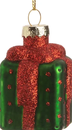 Intratuin  Weihnachtsbaumschmuck Geschenk grün / rot 3,5 x 3,5 x 5,5 cm| Weihnachtskugeln & -Anhänger