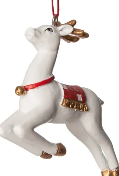 Intratuin  Weihnachtsbaumschmuck Rentier weiß 6,5 x 3 x 9 cm| Weihnachtskugeln & -Anhänger