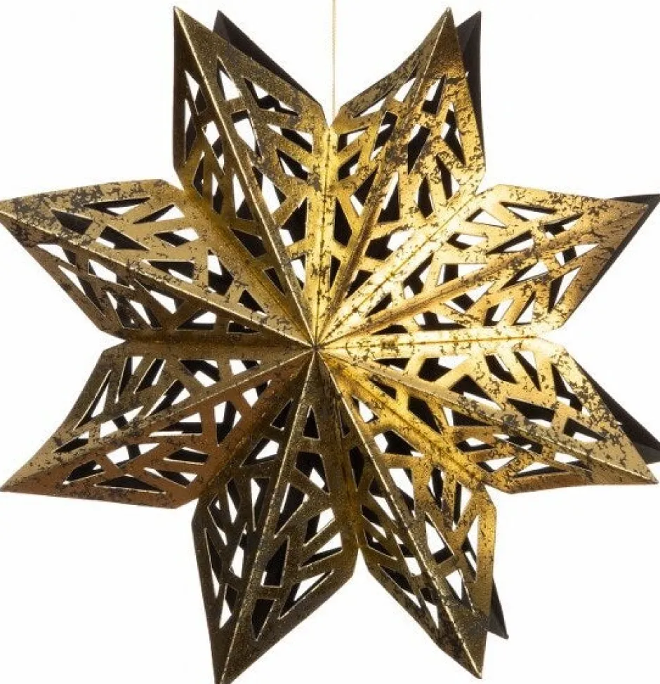 Intratuin Weihnachtsbaumschmuck Schneeflocke gold / schwarz 15 x 15 x 15 cm| Weihnachtsdeko Zum Aufhängen