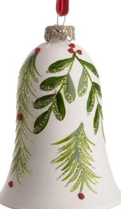 Intratuin  Weihnachtsbaumschmuck Glocke weiß / grün D 7 H 9 cm| Weihnachtskugeln & -Anhänger