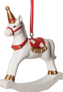 Intratuin  Weihnachtsbaumschmuck Schaukelpferd weiß 6,5 x 3 x 9 cm| Weihnachtskugeln & -Anhänger
