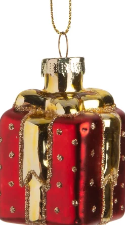 Intratuin  Weihnachtsbaumschmuck Geschenk rot / gold 3,5 x 3,5 x 5,5 cm| Weihnachtskugeln & -Anhänger