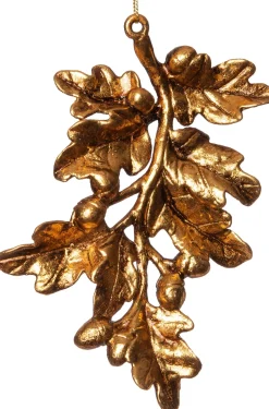 Intratuin  Weihnachtsbaumschmuck Eichelblatt gold 15 x 11 x 1 cm| Weihnachtskugeln & -Anhänger
