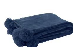 Intratuin J-Line Decke Pompom blau 170 x 130 cm| Decken & Plaids