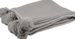 Intratuin J-Line Decke Pompom taupe 170 x 130 cm| Decken & Plaids