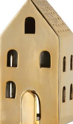 Intratuin J-Line Teelichthalter Haus Caroline gold 11 x 9,5 x 21,5 cm| Teelichthalter