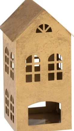 Intratuin J-Line Teelichthalter Haus Alpha gold 15 x 14,5 x 28 cm| Teelichthalter