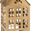 Intratuin J-Line Teelichthalter Haus Kappa gold 17,5 x 17 x 32,5 cm| Teelichthalter