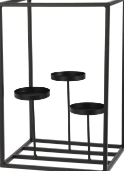 Intratuin Kerzenständer Ella mit 3 Haltern schwarz 24 x 20 x 36 cm| Teelichthalter