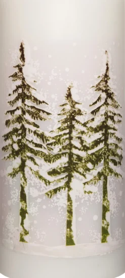 Intratuin LED Kerze mit Baum und Stern-Projektion D 7 H 15 cm weiß| Led Kerzen