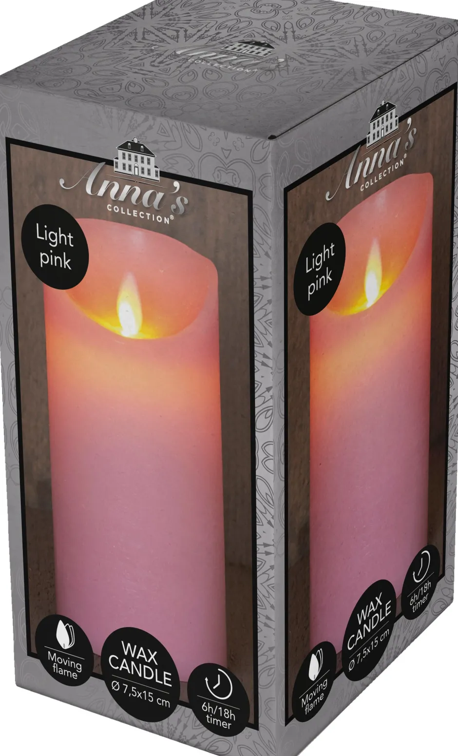 Intratuin LED Kerze 'Rustik' mit Timer D 7,5 H 15 cm rosa| Led Kerzen