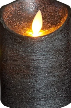 Intratuin LED Kerze 'Rustik' mit Timer 10 cm anthrazit| Led Kerzen