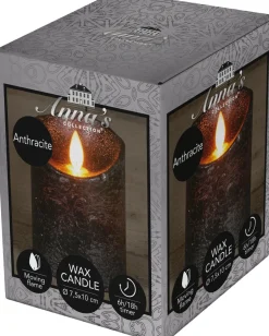 Intratuin LED Kerze 'Rustik' mit Timer 10 cm anthrazit| Led Kerzen