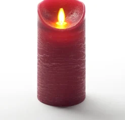 Intratuin LED Kerze 'Rustik' mit Timer D 7,5 H 15 cm bordeaux| Led Kerzen