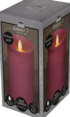 Intratuin LED Kerze 'Rustik' mit Timer D 7,5 H 15 cm altrosa| Led Kerzen