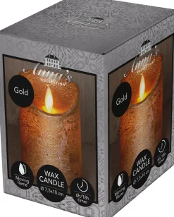 Intratuin LED Kerze 'Rustik' mit Timer H  10 cm gold| Led Kerzen