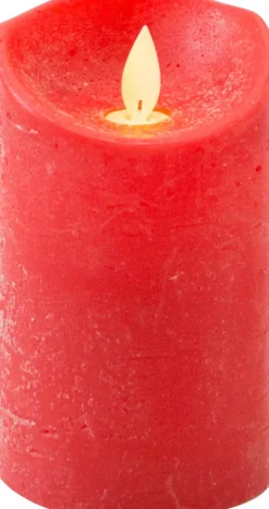 Intratuin LED Kerze 'Rustik' mit Timer D 7,5 H 12,5 cm rot| Led Kerzen