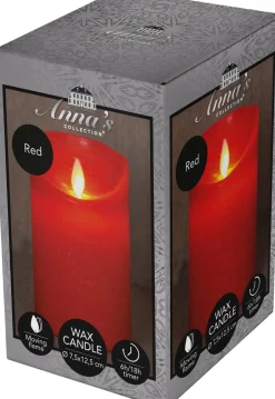 Intratuin LED Kerze 'Rustik' mit Timer D 7,5 H 12,5 cm rot| Led Kerzen