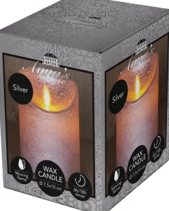 Intratuin LED Kerze 'Rustik' mit Timer H 10 cm silber| Led Kerzen