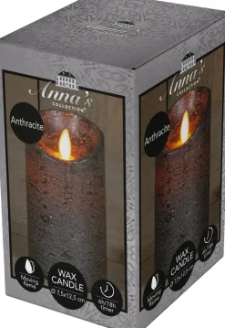 Intratuin LED Kerze 'Rustik' mit Timer 12,5 cm anthrazit| Led Kerzen