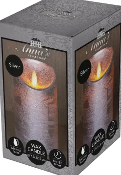 Intratuin LED Kerze 'Rustik' mit Timer H 12,5 cm silber| Led Kerzen