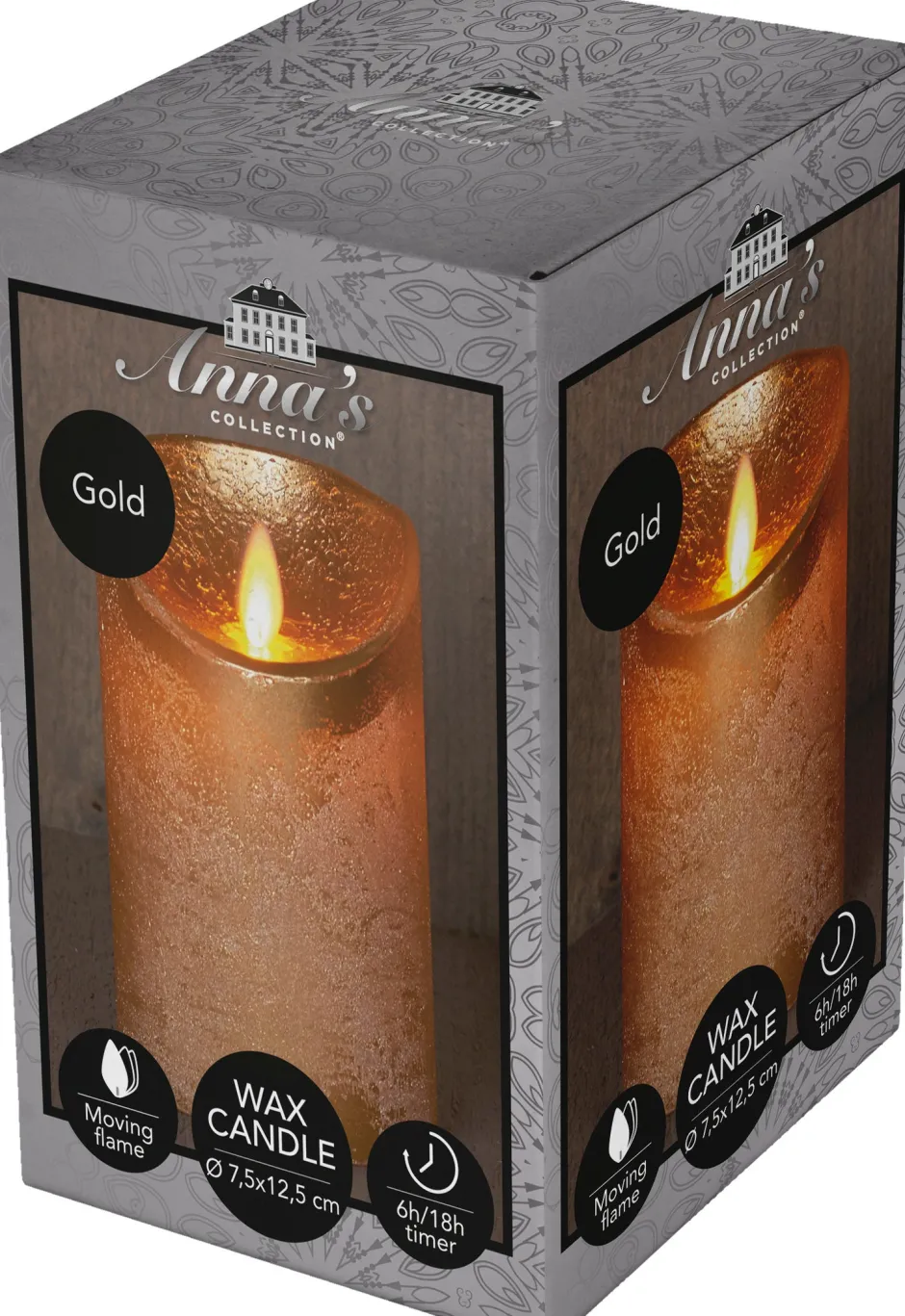 Intratuin LED Kerze 'Rustik' mit Timer H 12,5 cm gold| Led Kerzen