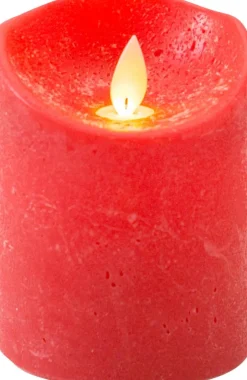 Intratuin LED Kerze 'Rustik' mit Timer D 7,5 H 10 cm rot| Led Kerzen