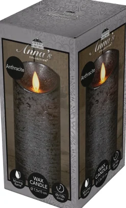 Intratuin LED Kerze 'Rustik' mit Timer 15 cm anthrazit| Led Kerzen