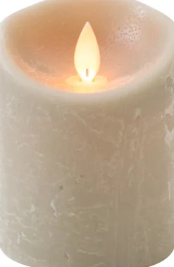 Intratuin LED Kerze 'Rustik' mit Timer D 7,5 H 10 cm grau| Led Kerzen