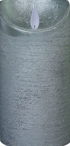 Intratuin LED Kerze 'Rustik' mit Timer H 15 cm silber| Led Kerzen