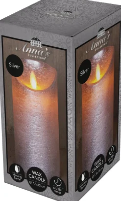 Intratuin LED Kerze 'Rustik' mit Timer H 15 cm silber| Led Kerzen