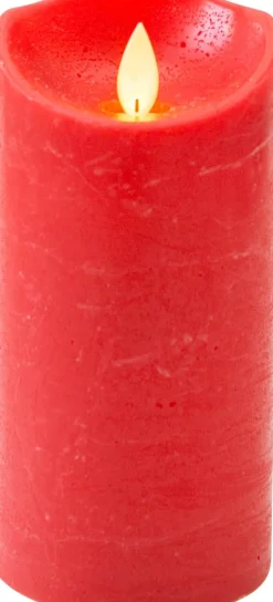 Intratuin LED Kerze 'Rustik' mit Timer D 7,5 H 15 cm rot| Led Kerzen