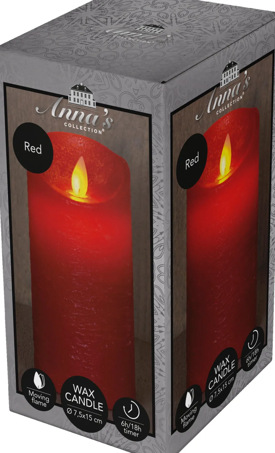 Intratuin LED Kerze 'Rustik' mit Timer D 7,5 H 15 cm rot| Led Kerzen