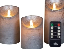 Intratuin LED Kerzen 3er-Set mit Fernbedienung silber| Led Kerzen