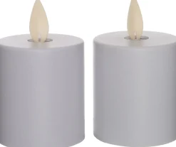 Intratuin LED Kerzen mit beweglicher Flamme D 4,5 H 8 cm weiß 2 St.| Led Kerzen