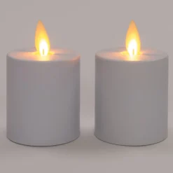Intratuin LED Kerzen mit beweglicher Flamme D 4,5 H 8 cm weiß 2 St.| Led Kerzen