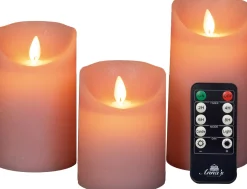 Intratuin LED Kerzen Rustic 3er-Set mit Fernbedienung rosa| Led Kerzen