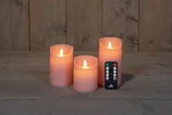 Intratuin LED Kerzen Rustic 3er-Set mit Fernbedienung rosa| Led Kerzen