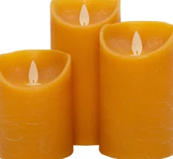 Intratuin LED Kerzen Rustic 3er-Set mit Fernbedienung gelb| Led Kerzen