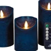 Intratuin LED Kerzen Rustic 3er-Set mit Fernbedienung blau| Led Kerzen